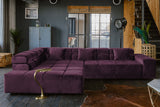 KAWOLA Sofa NEVADA Ecksofa Velvet purple, Links, Relaxfunktion