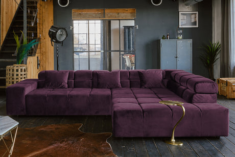 KAWOLA Sofa NEVADA Ecksofa Velvet purple, Rechts, Relaxfunktion