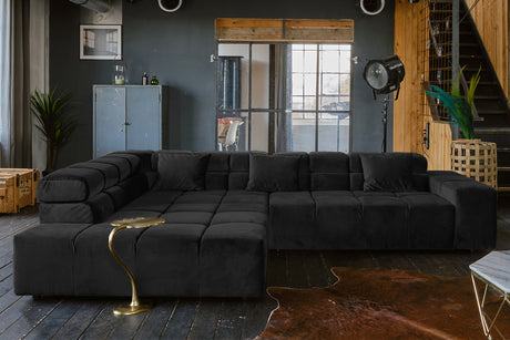 KAWOLA Sofa NEVADA Ecksofa Velvet schwarz, Links, Ohne Komfortfunktion