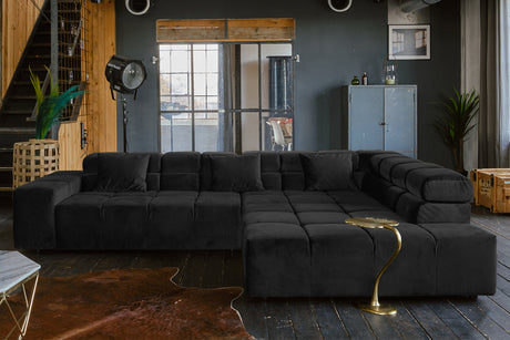 KAWOLA Sofa NEVADA Ecksofa Velvet schwarz, Rechts, Relaxfunktion