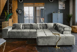 KAWOLA Sofa NEVADA Ecksofa Velvet silber, Rechts, Ohne Komfortfunktion