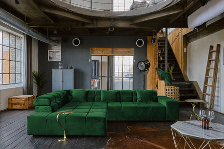 KAWOLA Sofa NEVADA Ecksofa Velvet smaragd