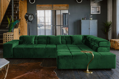 KAWOLA Sofa NEVADA Ecksofa Velvet smaragd, Rechts, Relaxfunktion