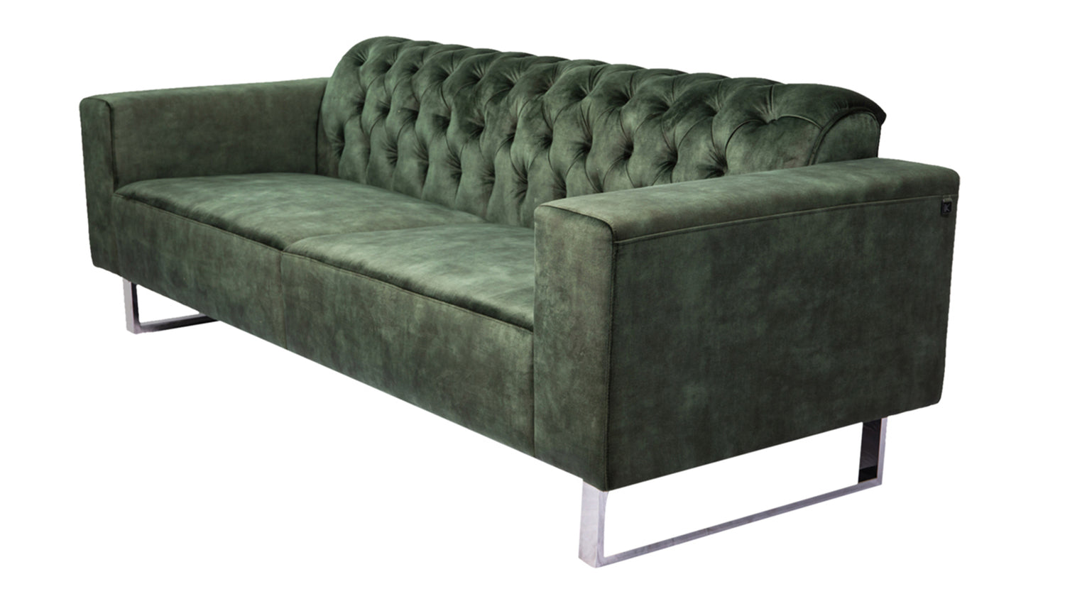 KAWOLA Sofa NILO 3-Sitzer Velvet Vintage moosgrün