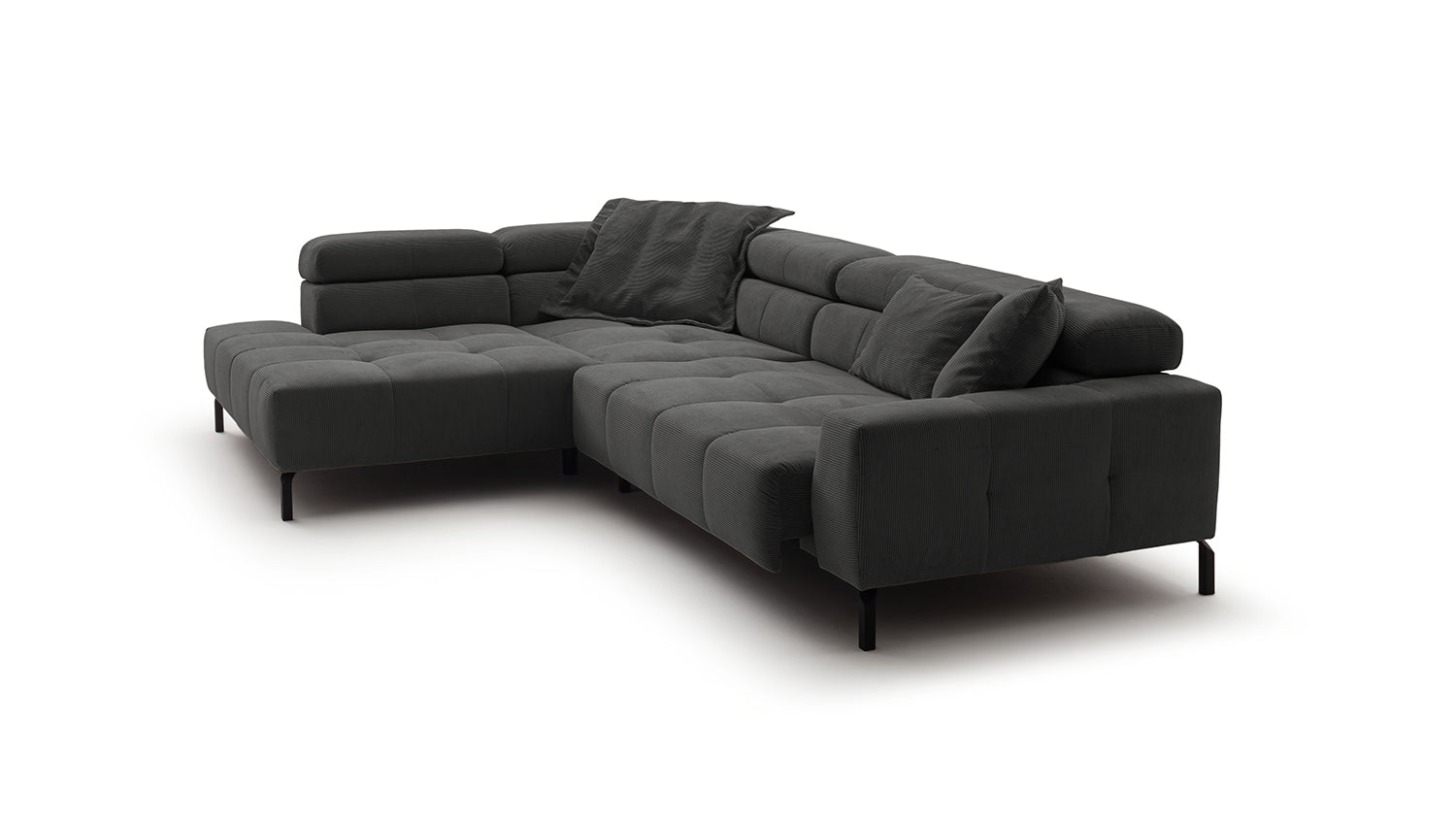 KAWOLA Sofa OHIO Ecksofa Feincord anthrazit