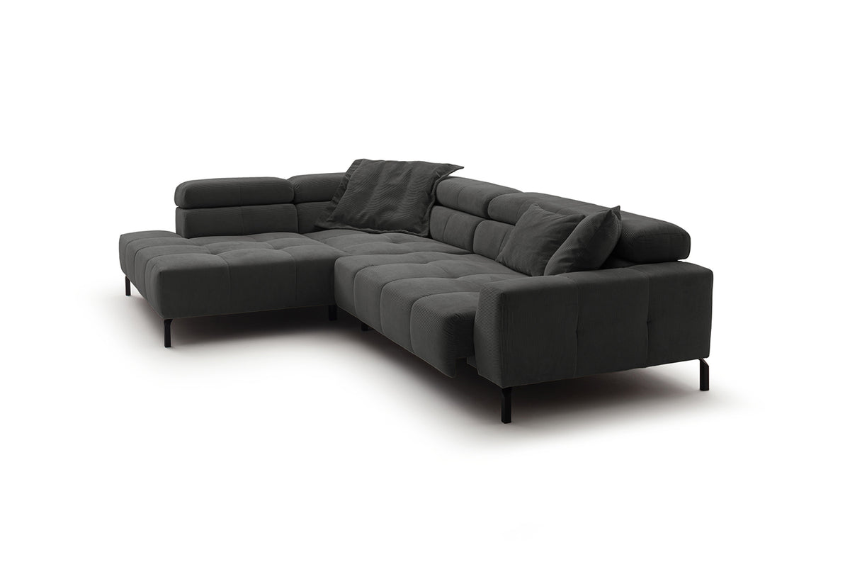 KAWOLA Sofa OHIO Ecksofa Feincord anthrazit