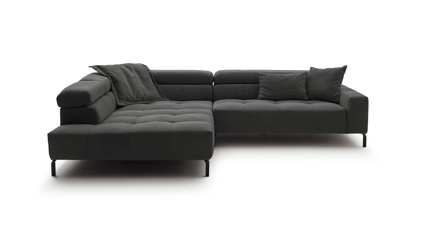 KAWOLA Sofa OHIO Ecksofa Feincord anthrazit