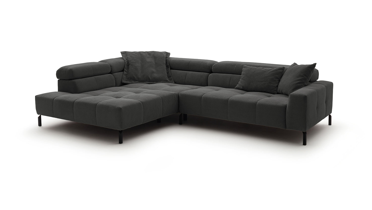 KAWOLA Sofa OHIO Ecksofa Feincord anthrazit
