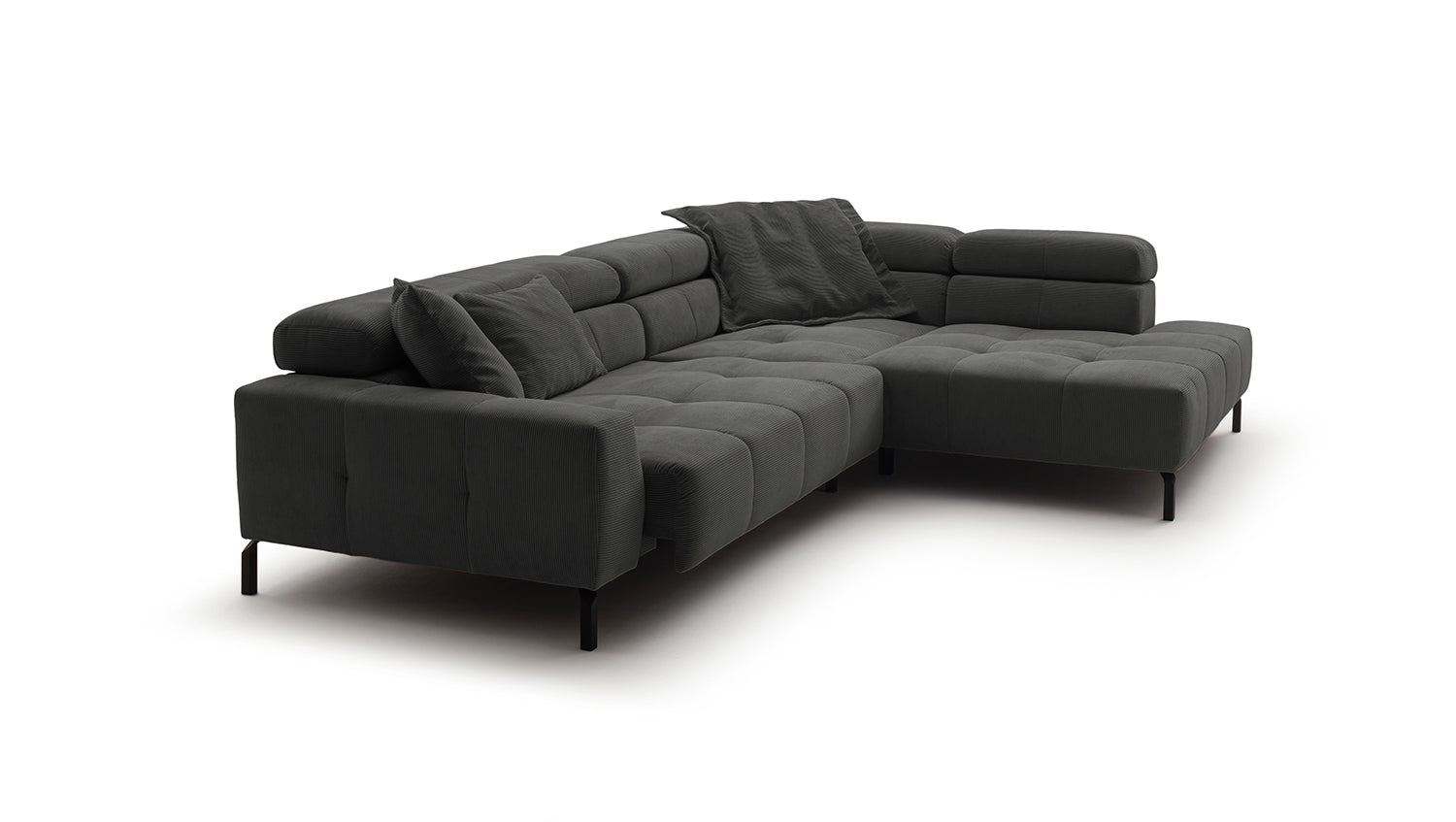 KAWOLA Sofa OHIO Ecksofa Feincord anthrazit