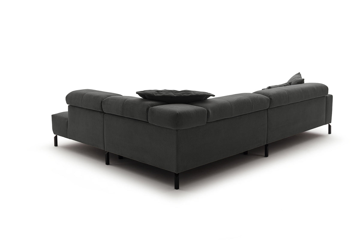 KAWOLA Sofa OHIO Ecksofa Feincord anthrazit