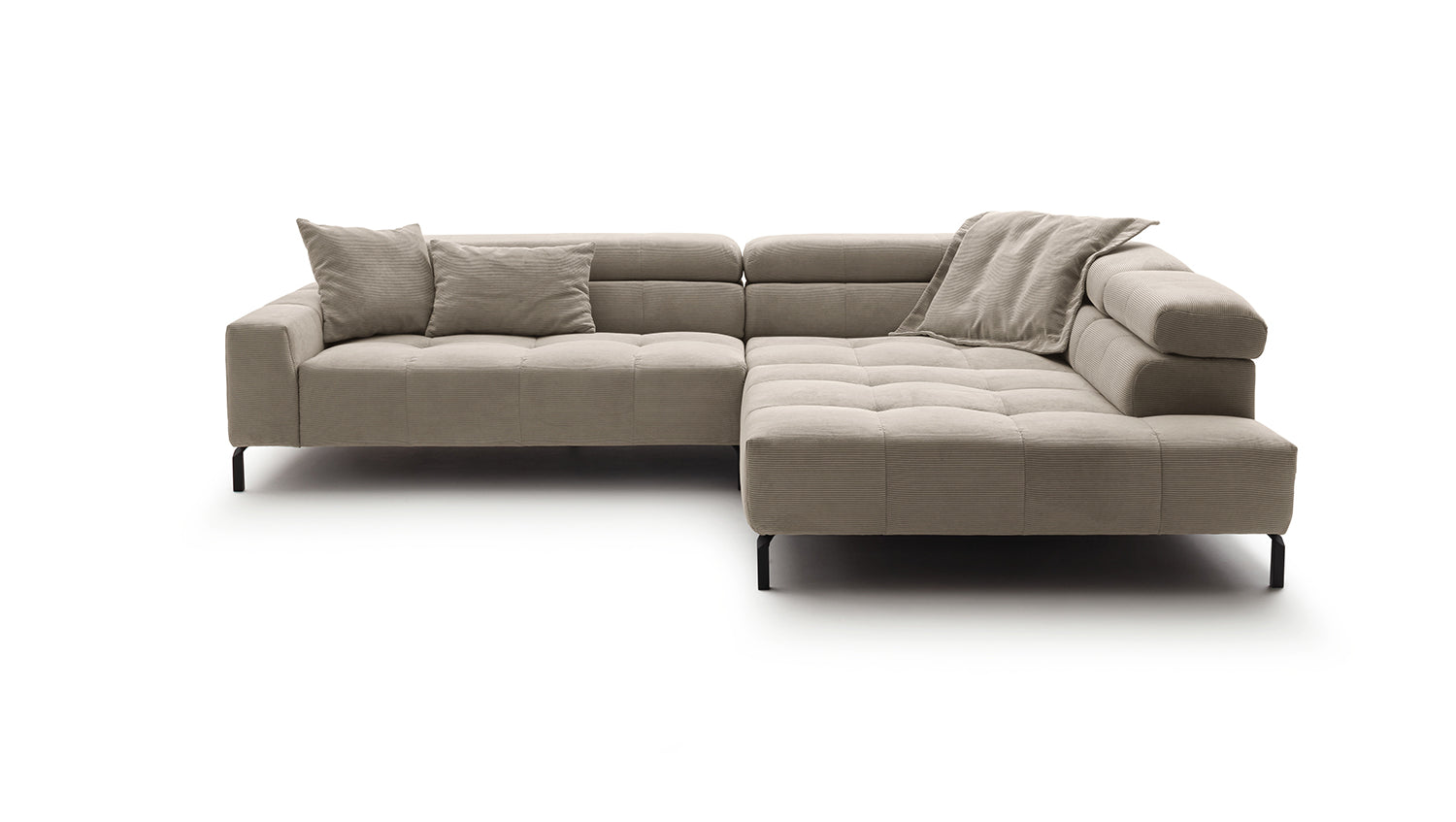 KAWOLA Sofa OHIO Ecksofa Feincord beige