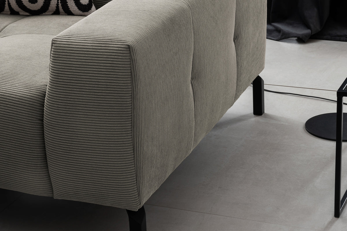 KAWOLA Sofa OHIO Ecksofa Feincord grau