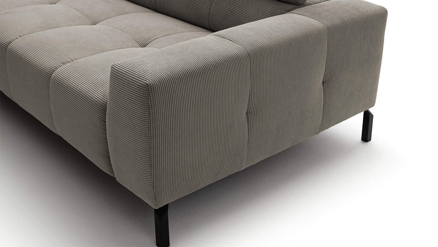 KAWOLA Sofa OHIO Ecksofa Feincord grau