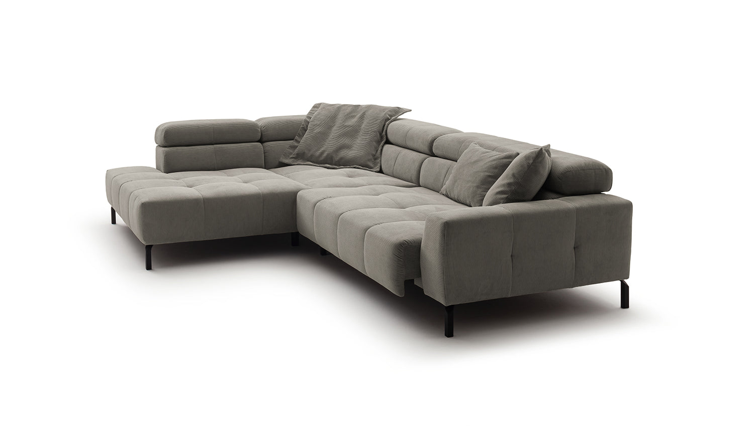 KAWOLA Sofa OHIO Ecksofa Feincord grau