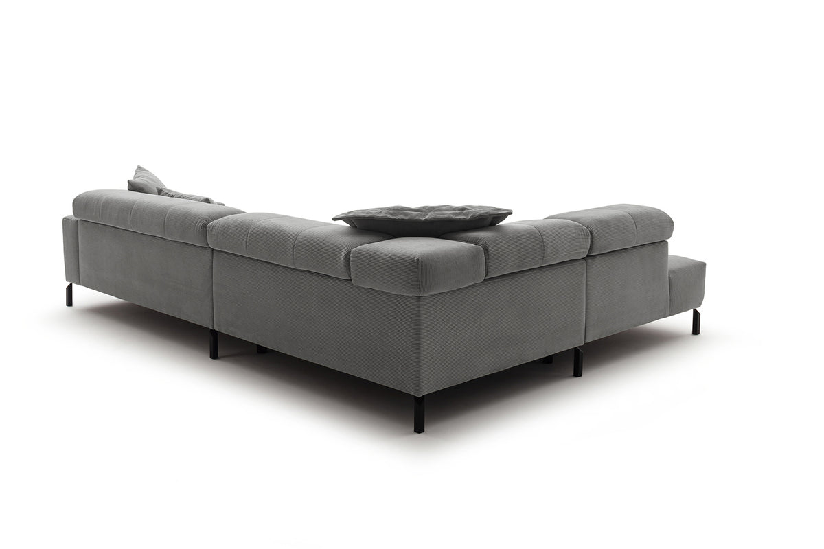 KAWOLA Sofa OHIO Ecksofa Feincord grau