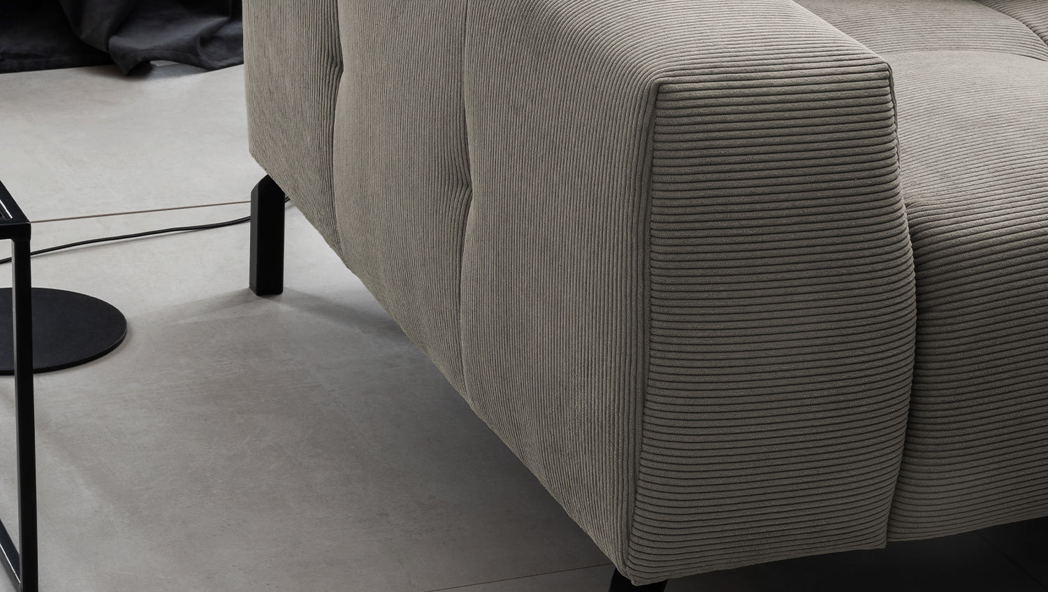 KAWOLA Sofa OHIO Ecksofa Feincord grau