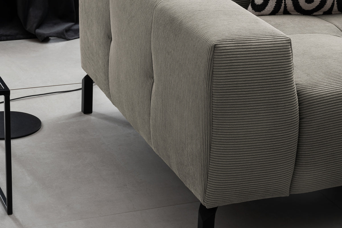KAWOLA Sofa OHIO Ecksofa Feincord grau