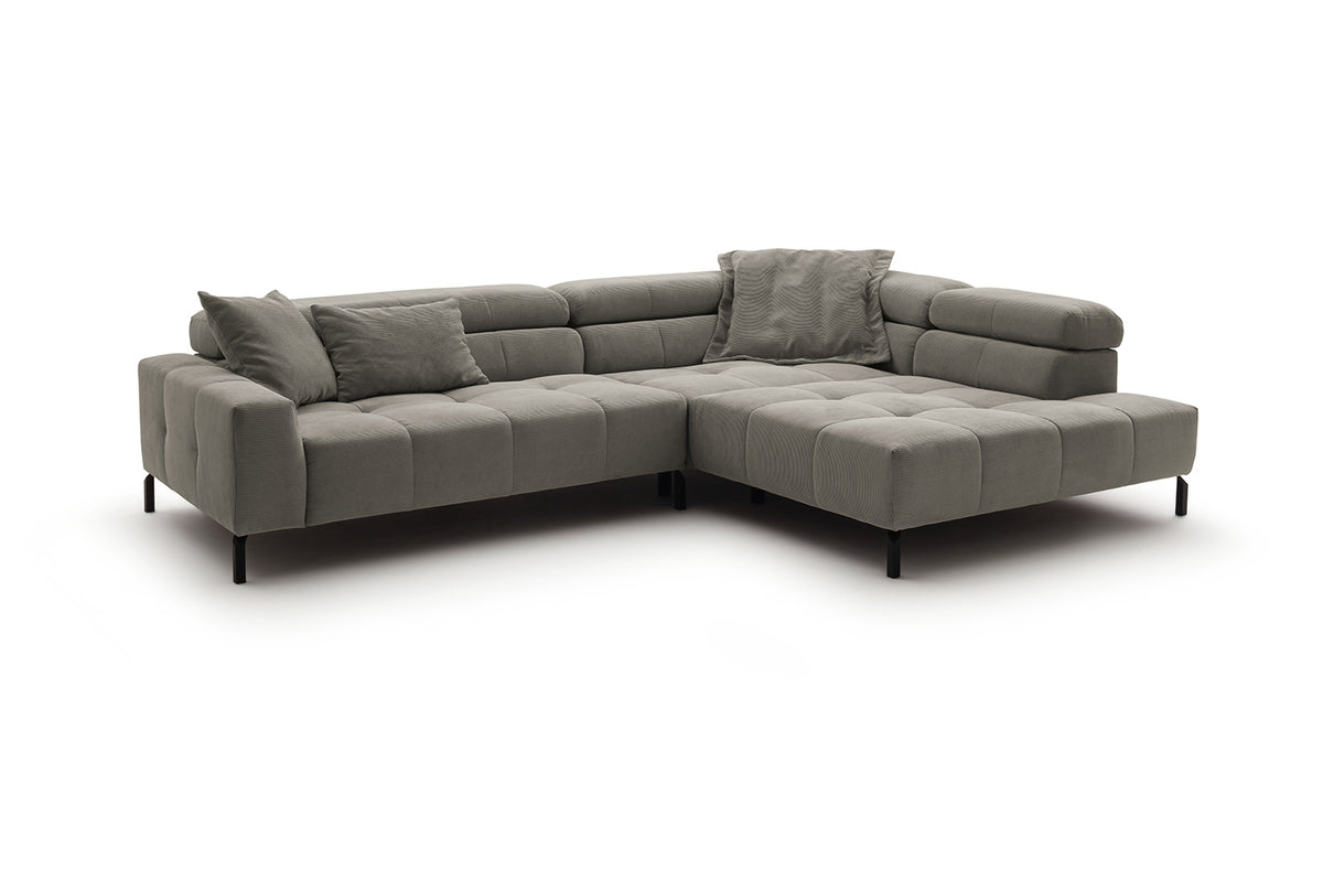 KAWOLA Sofa OHIO Ecksofa Feincord grau