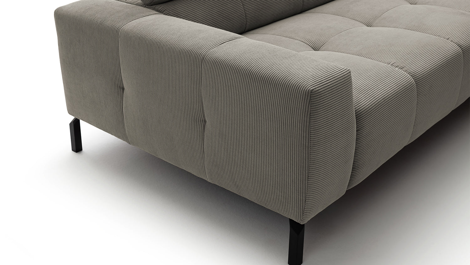KAWOLA Sofa OHIO Ecksofa Feincord grau