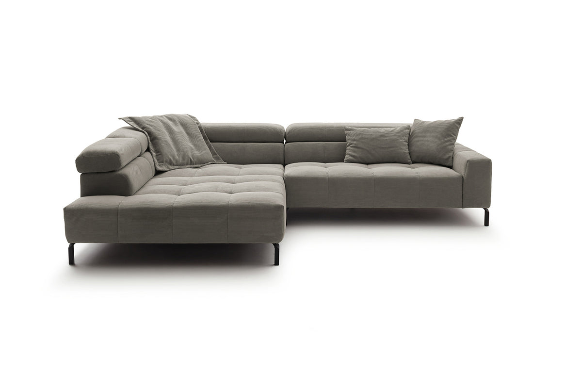 KAWOLA Sofa OHIO Ecksofa Feincord grau