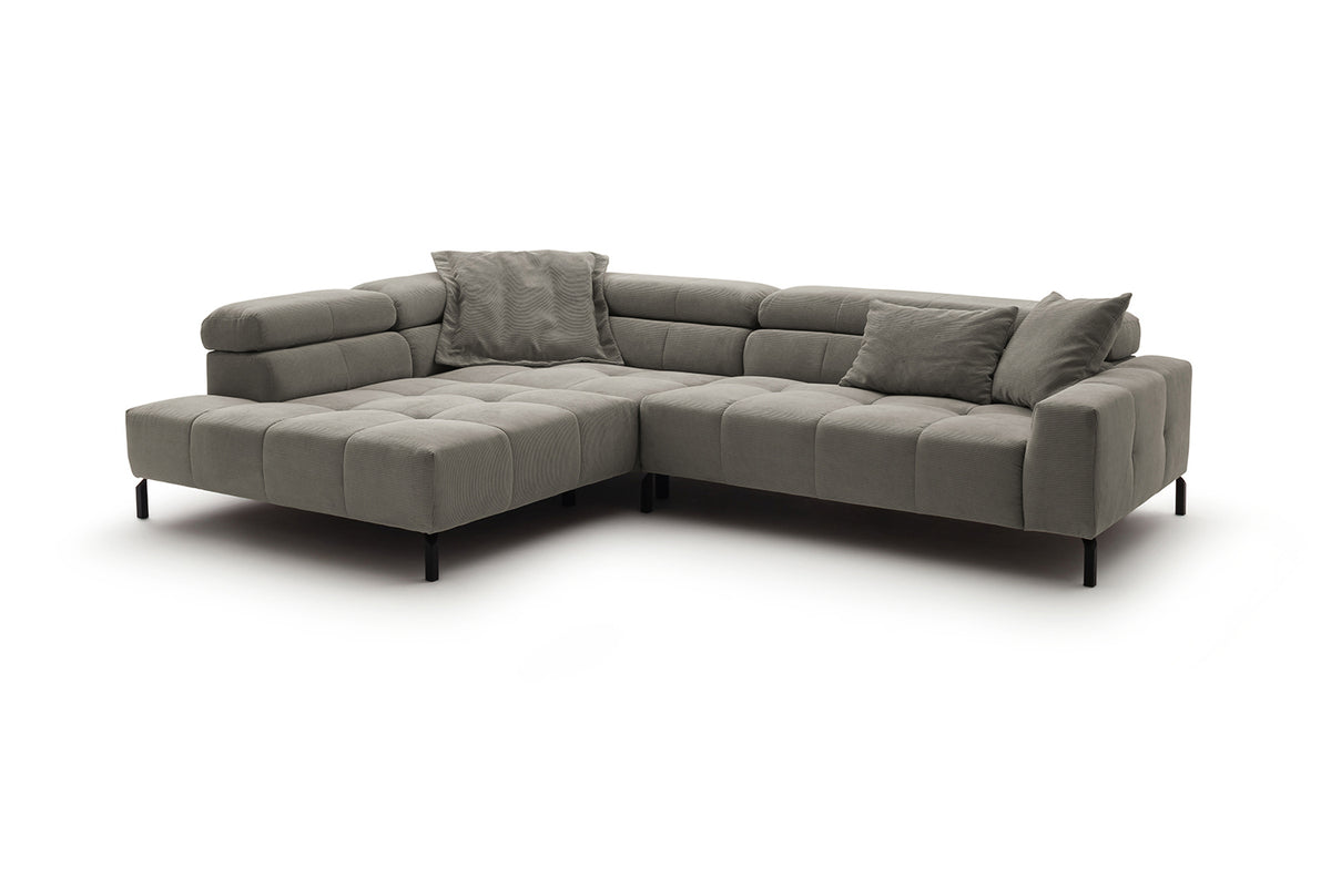KAWOLA Sofa OHIO Ecksofa Feincord grau