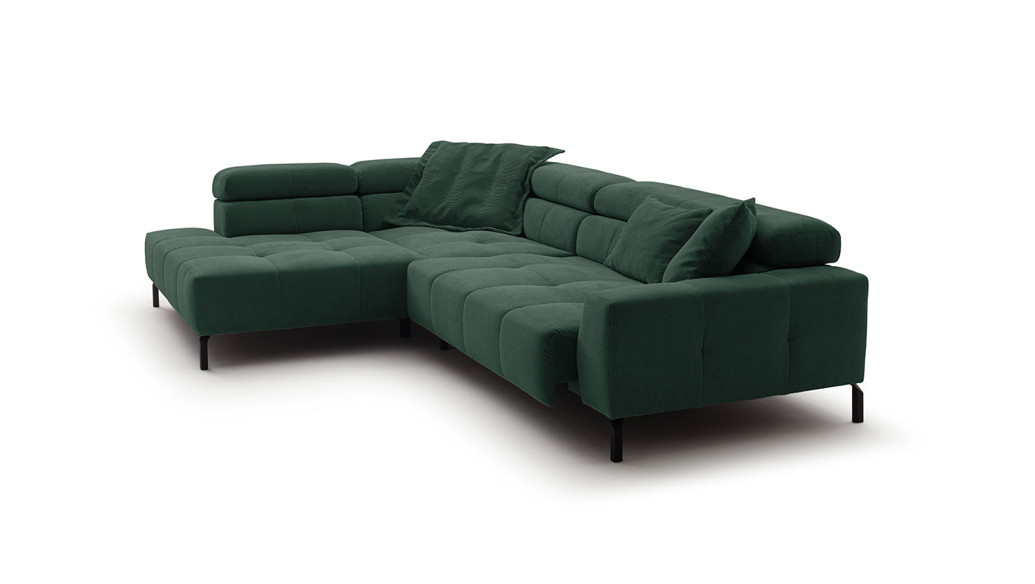 KAWOLA Sofa OHIO Ecksofa Feincord grün