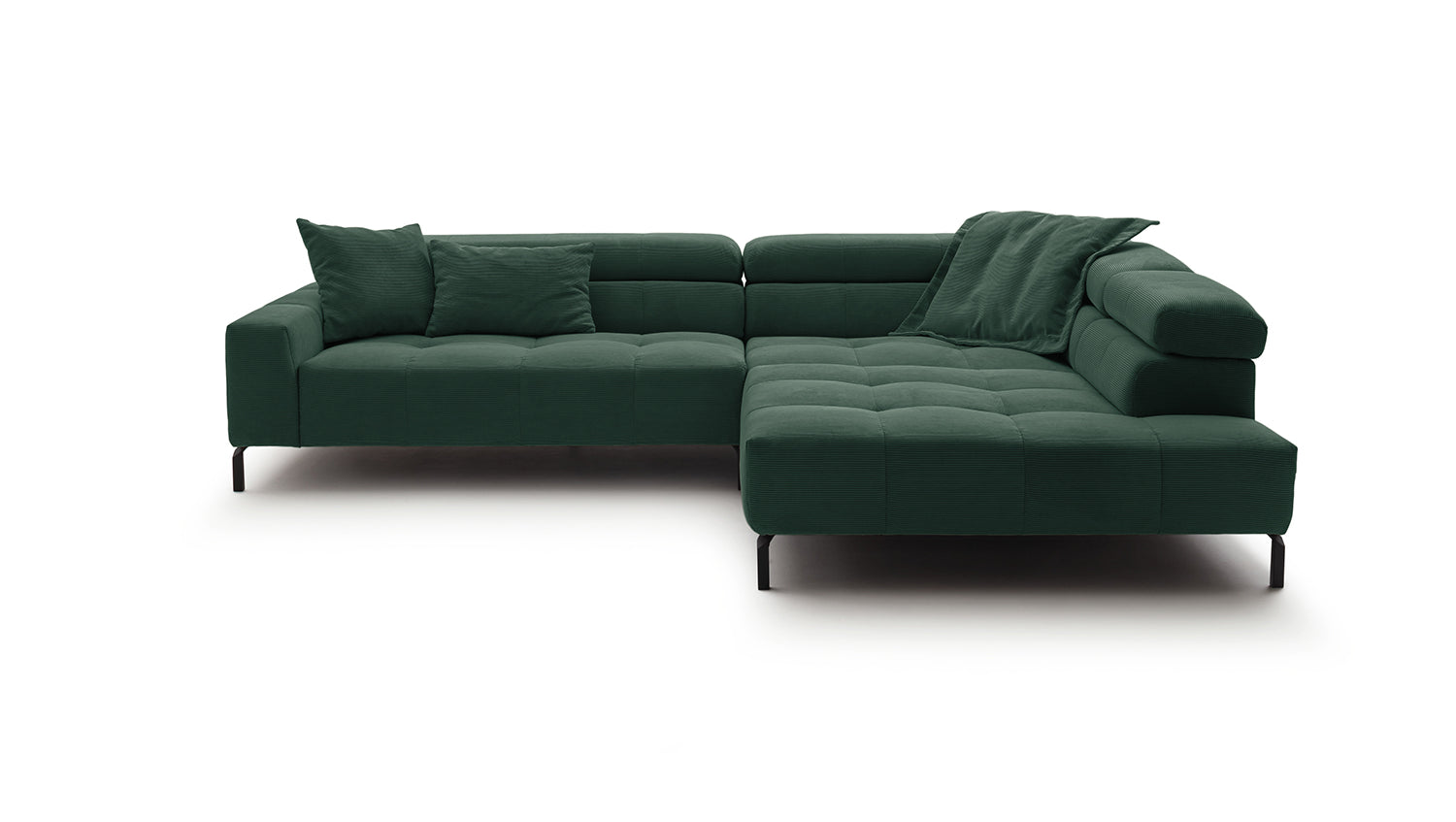 KAWOLA Sofa OHIO Ecksofa Feincord grün