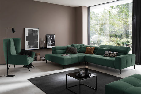 KAWOLA Sofa OHIO Ecksofa Feincord grün, Links, Ohne Komfortfunktion