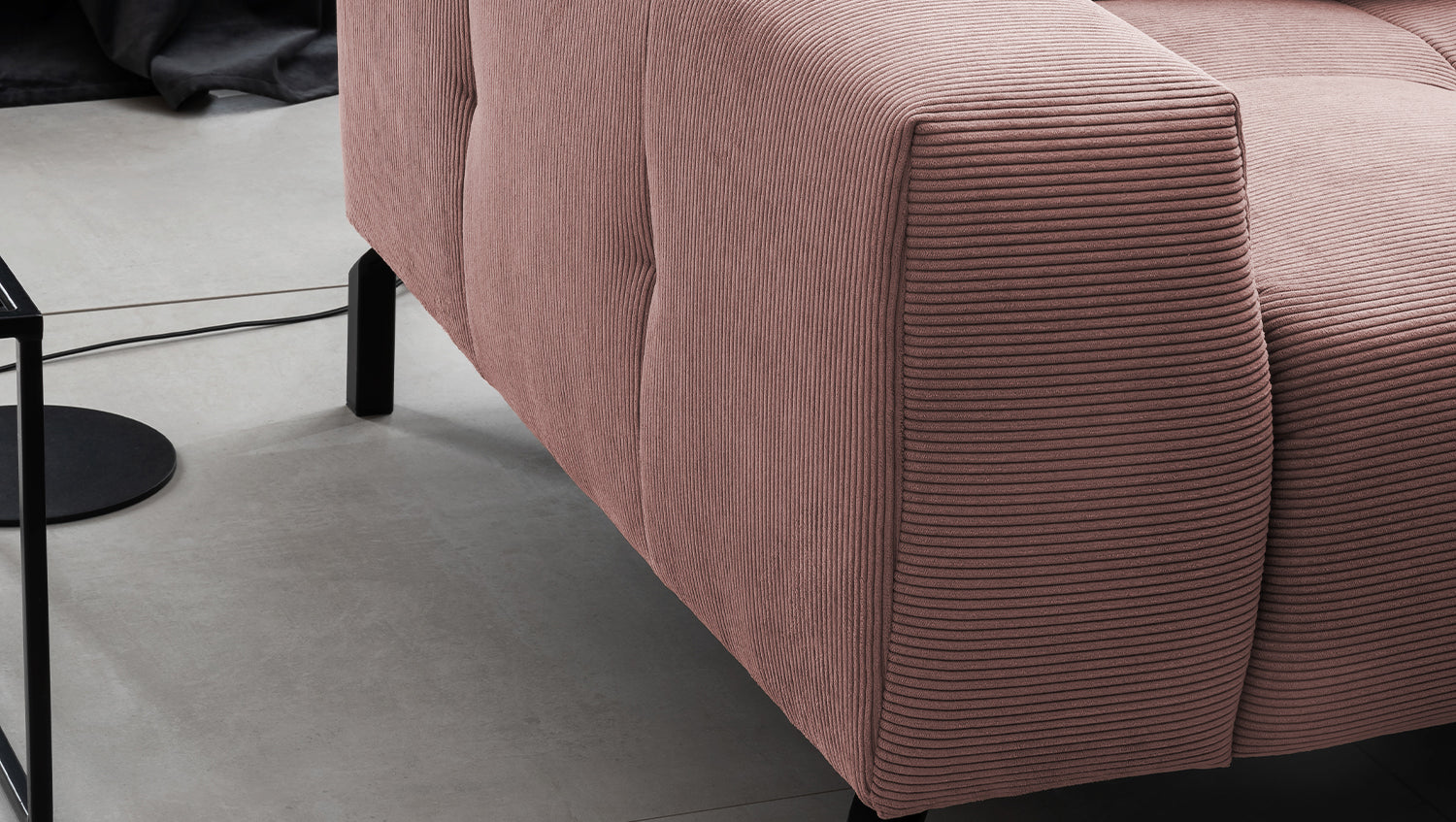 KAWOLA Sofa OHIO Ecksofa Feincord rosa