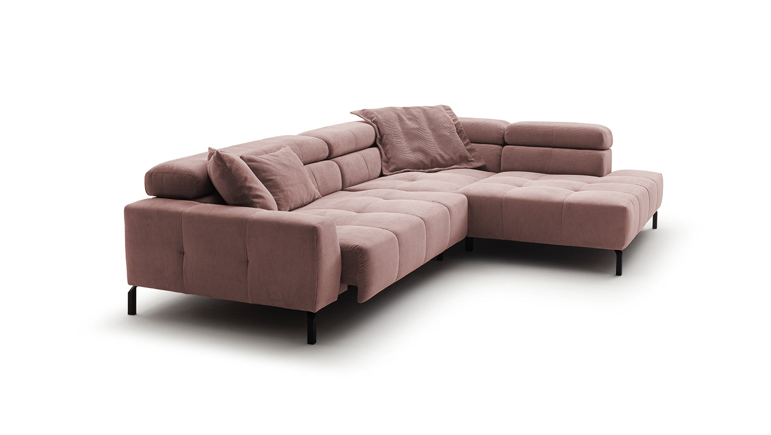 KAWOLA Sofa OHIO Ecksofa Feincord rosa