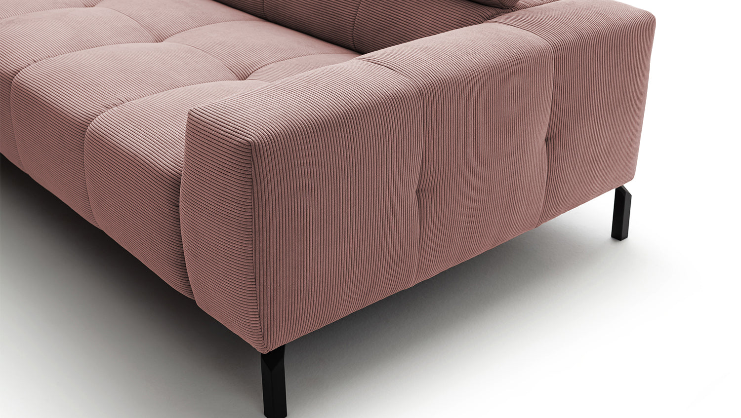 KAWOLA Sofa OHIO Ecksofa Feincord rosa