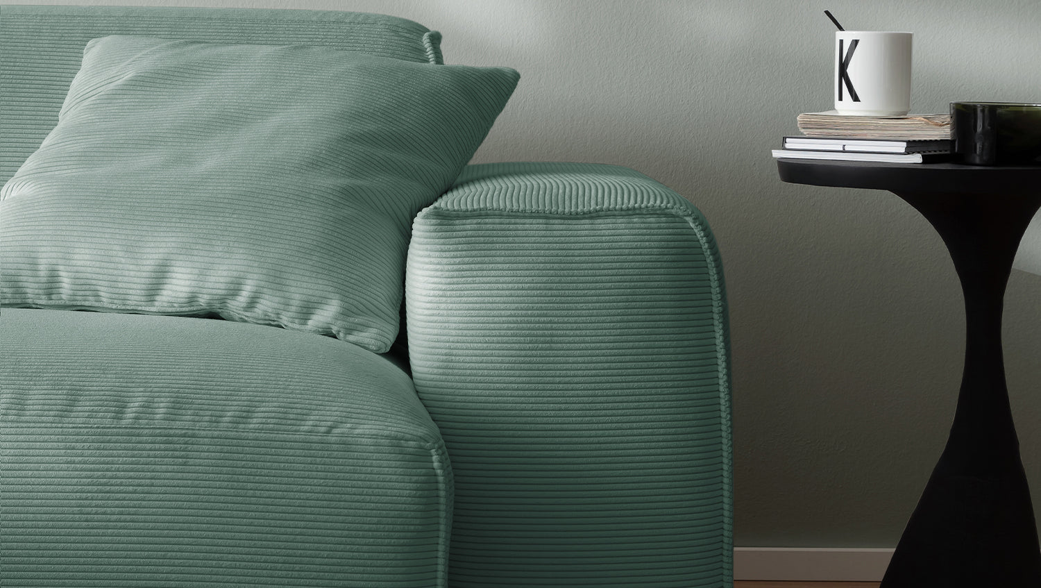 KAWOLA Sofa RANI 3-Sitzer Feincord grün