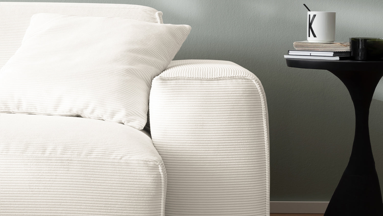 KAWOLA Sofa RANI 3-Sitzer Feincord weiß