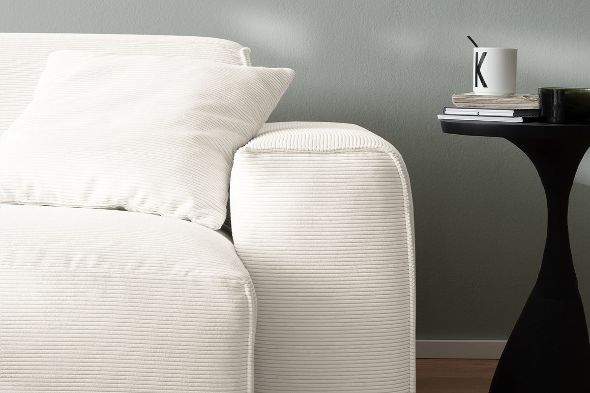 KAWOLA Sofa RANI 3-Sitzer Feincord weiß