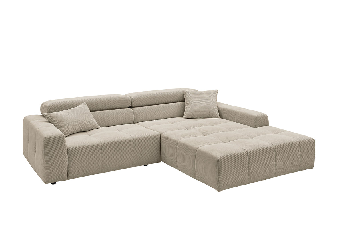 KAWOLA Sofa RENO Ecksofa Feincord beige