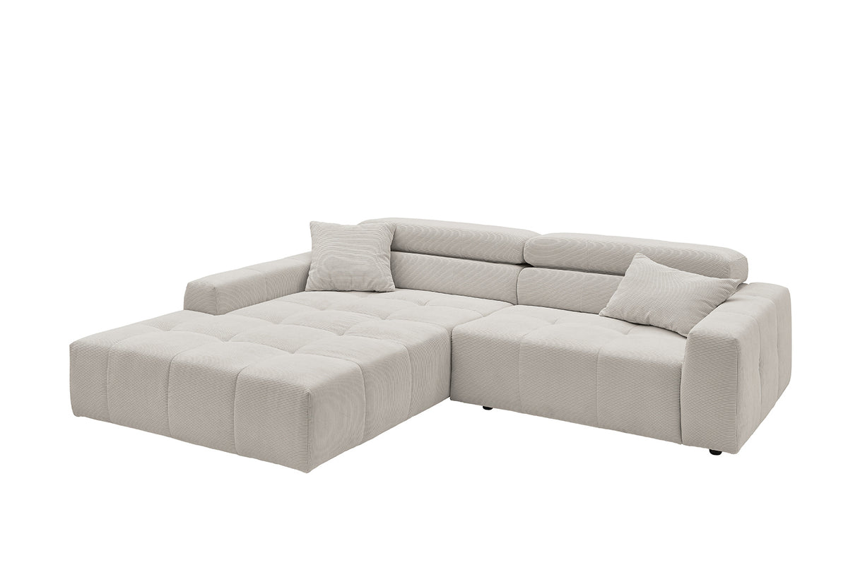 KAWOLA Sofa RENO Ecksofa Feincord silber