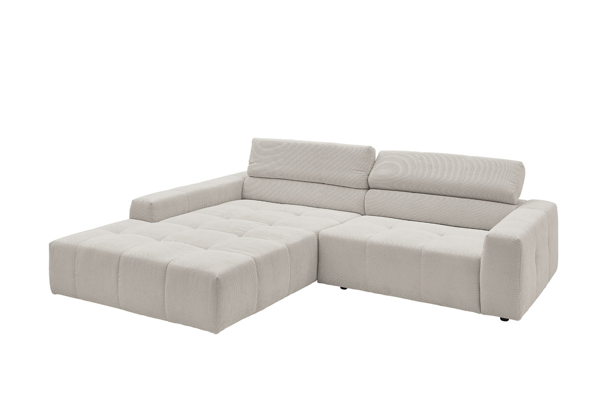 KAWOLA Sofa RENO Ecksofa Feincord silber