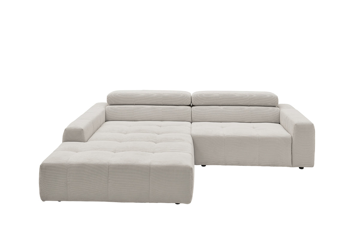 KAWOLA Sofa RENO Ecksofa Feincord silber