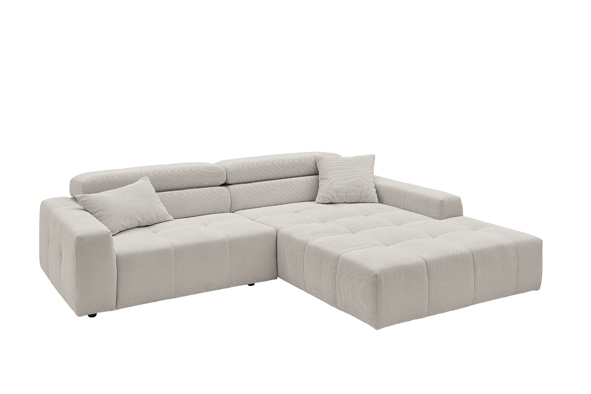 KAWOLA Sofa RENO Ecksofa Feincord silber