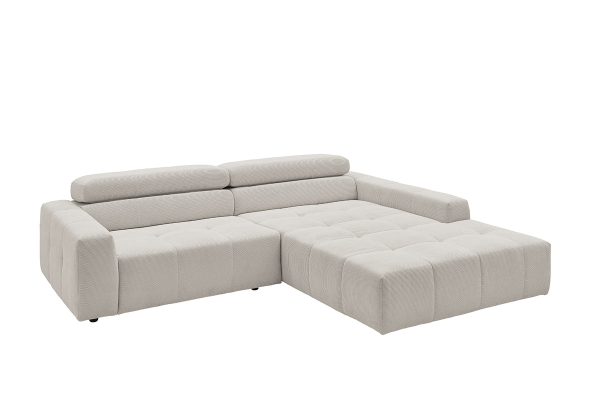 KAWOLA Sofa RENO Ecksofa Feincord silber