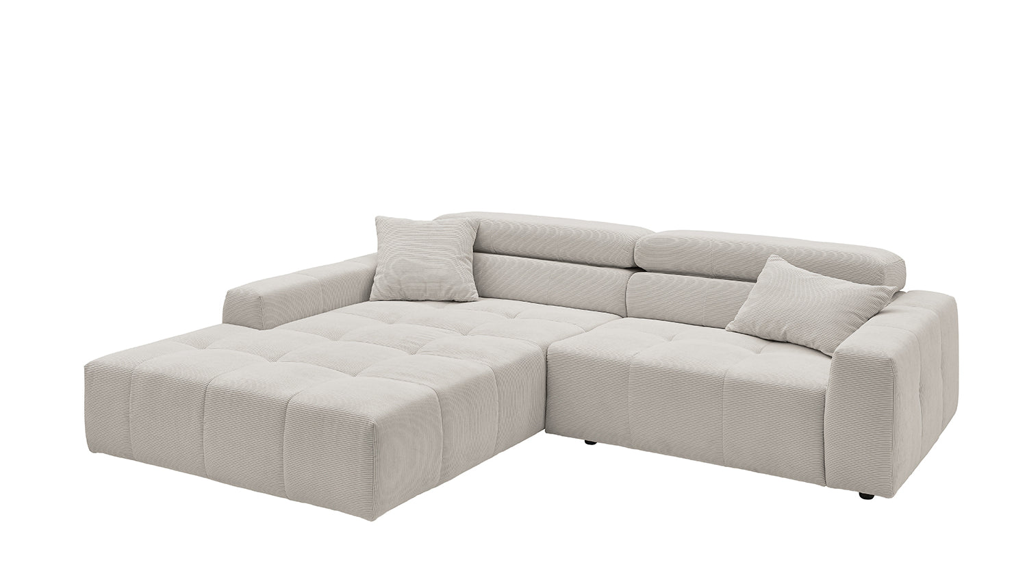 KAWOLA Sofa RENO Ecksofa Feincord silber