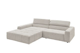 KAWOLA Sofa RENO Ecksofa Feincord silber