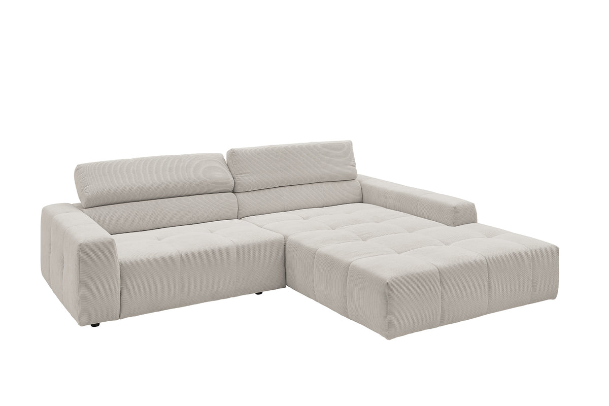 KAWOLA Sofa RENO Ecksofa Feincord silber