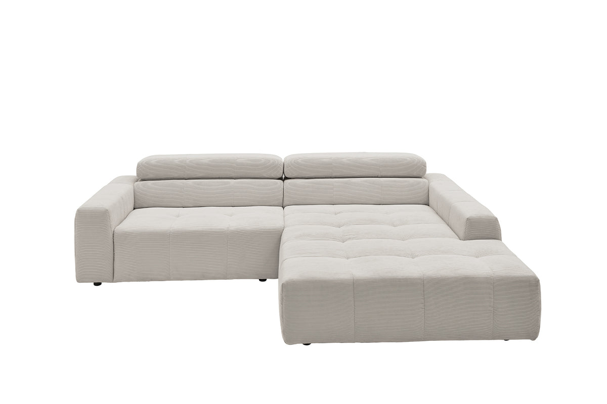 KAWOLA Sofa RENO Ecksofa Feincord silber