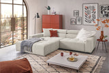 KAWOLA Sofa RENO Ecksofa Feincord silber, Links, Ohne Komfortfunktion