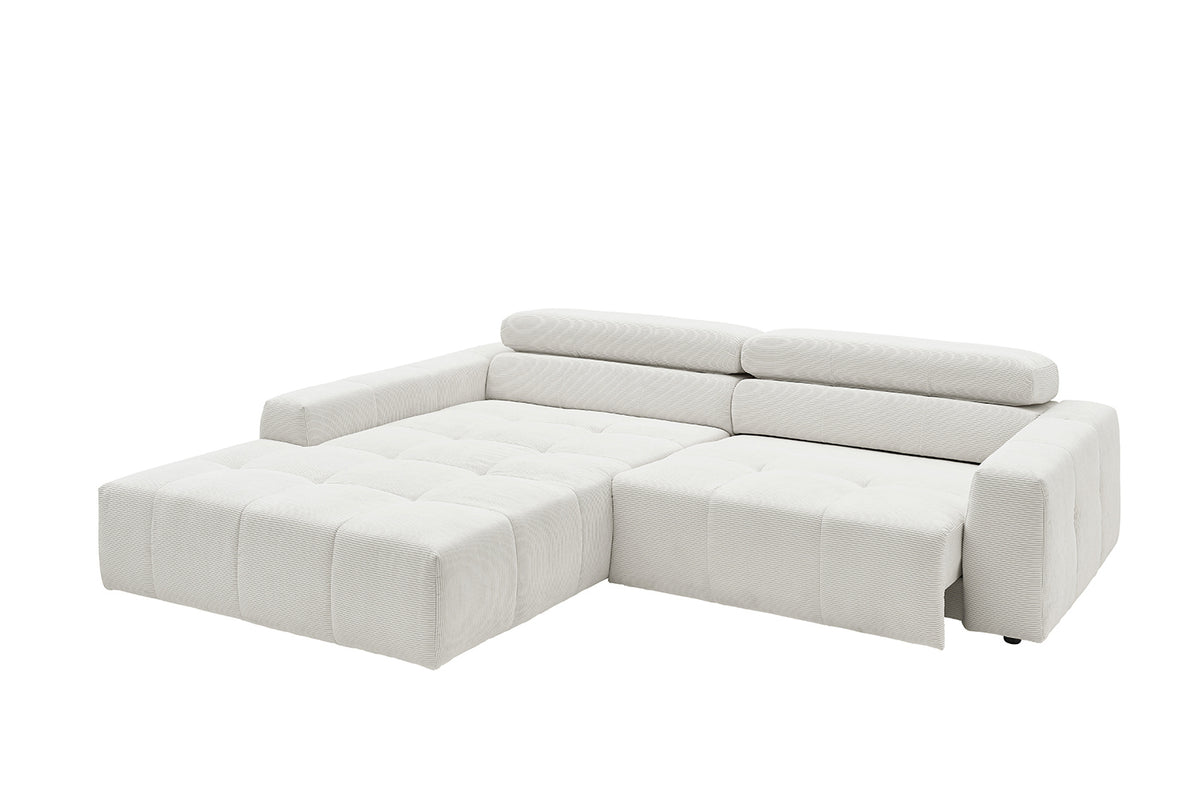 KAWOLA Sofa RENO Ecksofa Feincord weiß