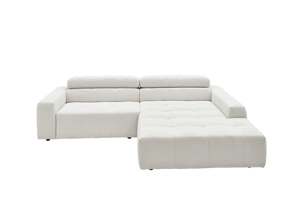 KAWOLA Sofa RENO Ecksofa Feincord weiß