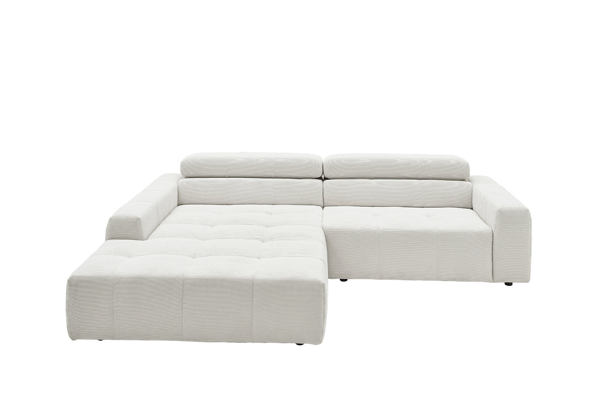 KAWOLA Sofa RENO Ecksofa Feincord weiß