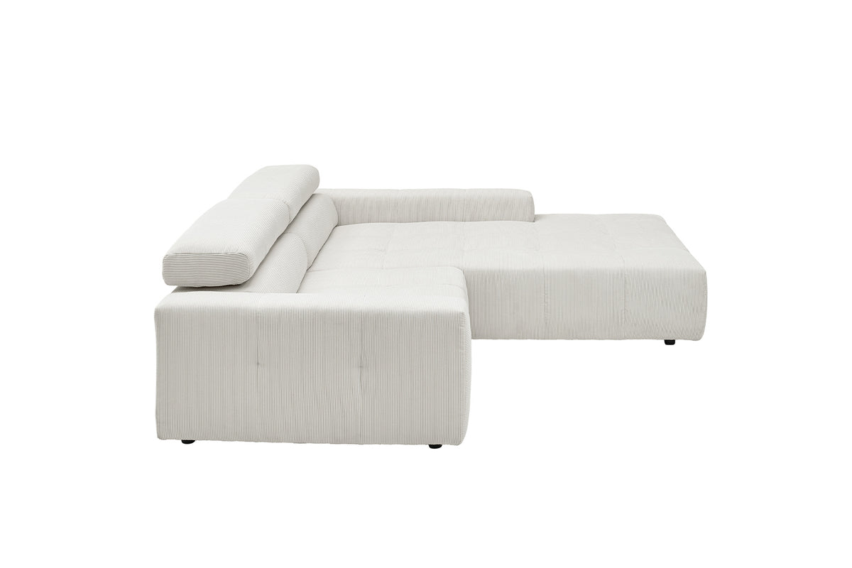KAWOLA Sofa RENO Ecksofa Feincord weiß