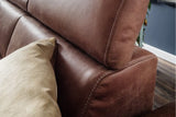 KAWOLA Sofa RISO Ecksofa mit motorischer Sitztiefenverstellung Leder braun
